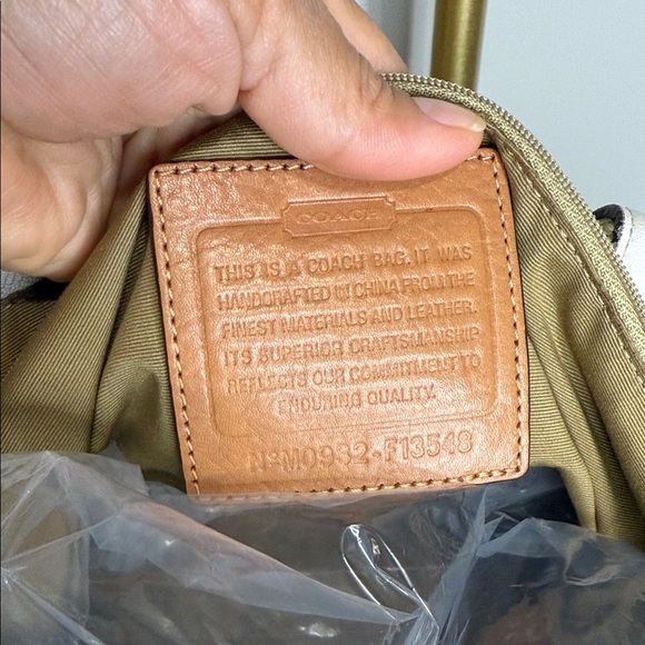 Coach Tan and White Signature Tote - Picture 2 of 14